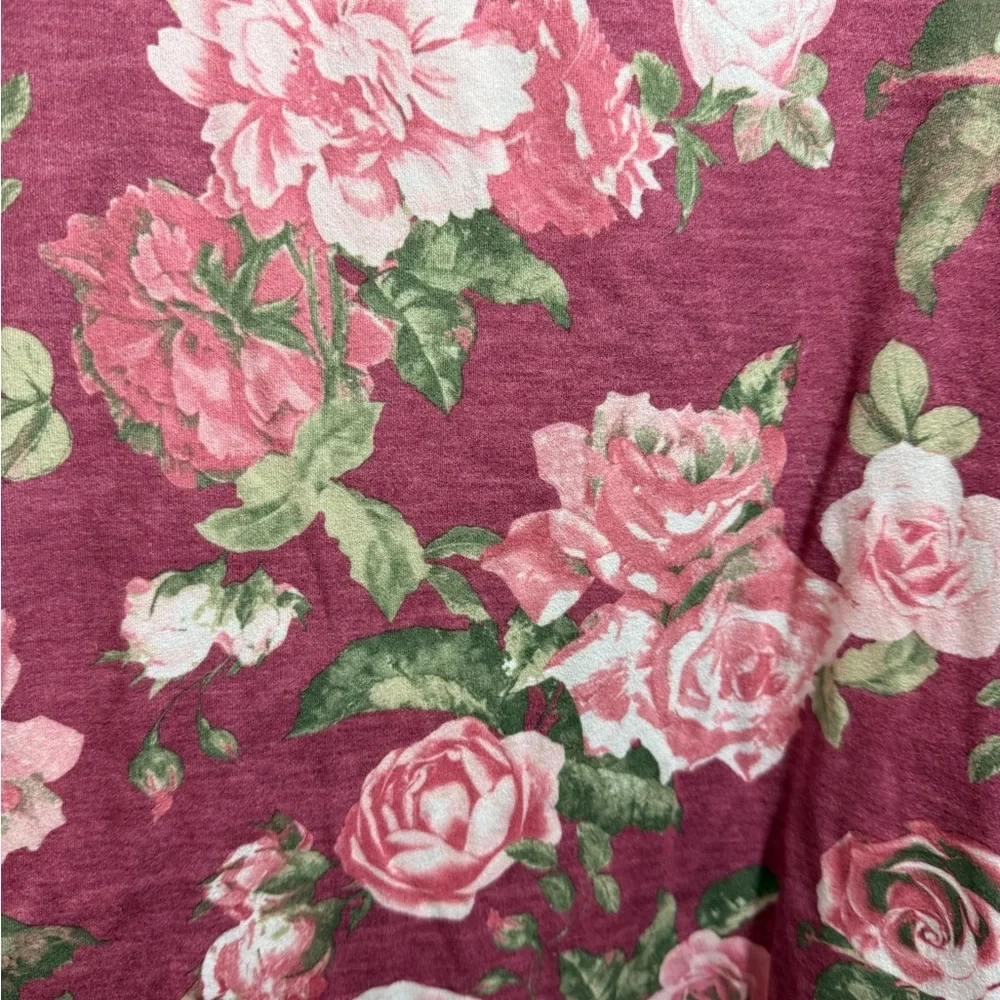 Pink Violet Floral Scoop Neck Dress